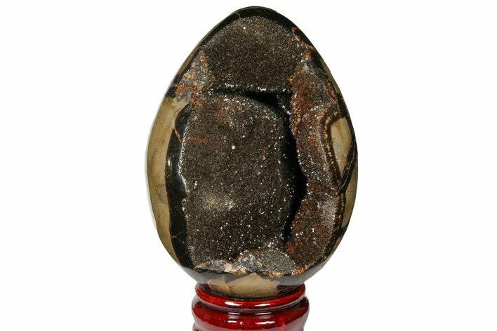 Bargain, Septarian Dragon Egg Geode - Black Crystals #120920